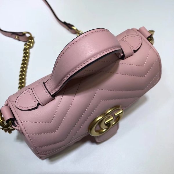 Pas cher 547260 Gucci Chevron Leather GG Marmont mini poignée supérieure-9