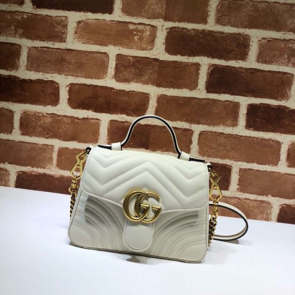 Pas cher 547260 Gucci Chevron Leather GG Marmont mini poignée supérieure-21