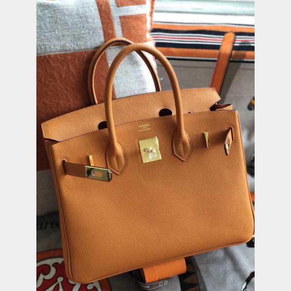 Hermes Birkin 35 cm Epsom en cuir sacs d'orange or-1