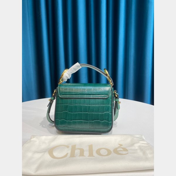 Chloé AAA + Replica 6030 Blue C Sac en effet Croco en relief-1