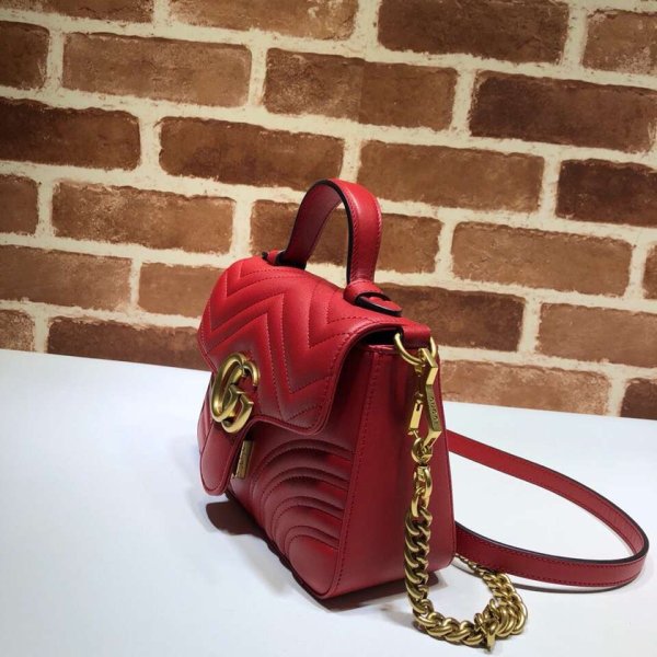 Pas cher 547260 Gucci Chevron Leather GG Marmont mini poignée supérieure-17