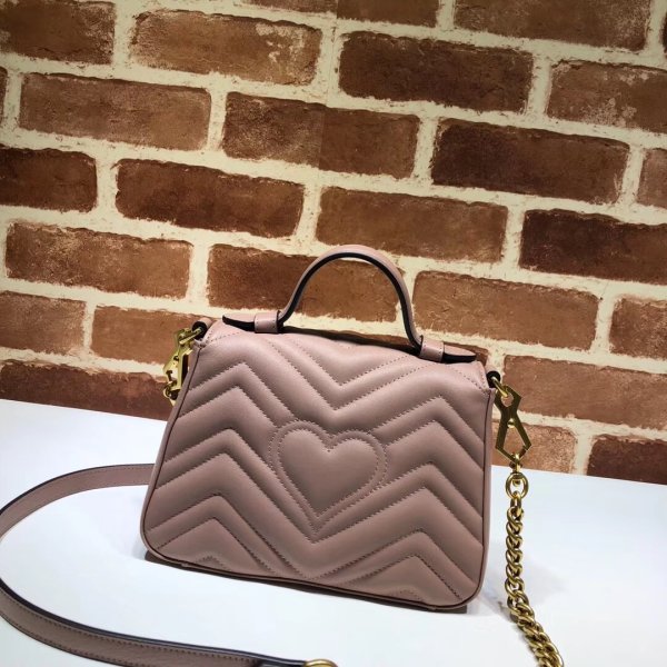 Pas cher 547260 Gucci Chevron Leather GG Marmont mini poignée supérieure-3