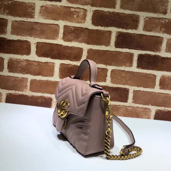 Pas cher 547260 Gucci Chevron Leather GG Marmont mini poignée supérieure-2