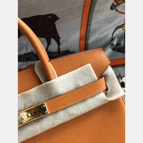 Hermes Birkin 35 cm Epsom en cuir sacs d'orange or-5
