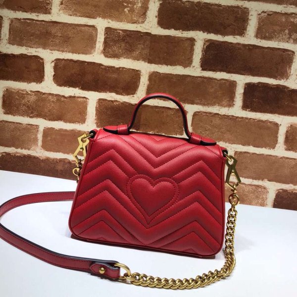 Pas cher 547260 Gucci Chevron Leather GG Marmont mini poignée supérieure-18