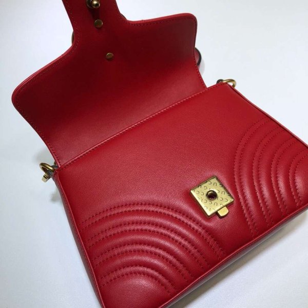 Pas cher 547260 Gucci Chevron Leather GG Marmont mini poignée supérieure-20