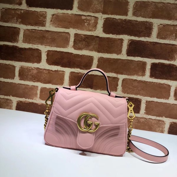 Pas cher 547260 Gucci Chevron Leather GG Marmont mini poignée supérieure-5