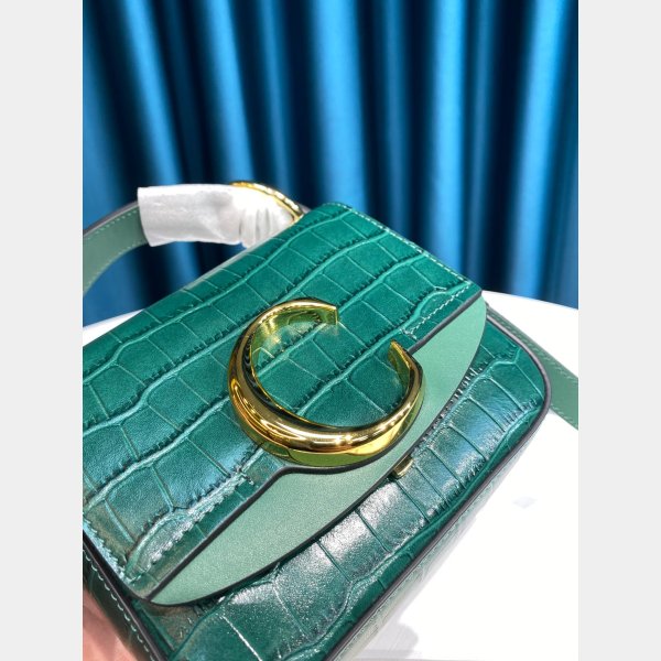 Chloé AAA + Replica 6030 Blue C Sac en effet Croco en relief-3