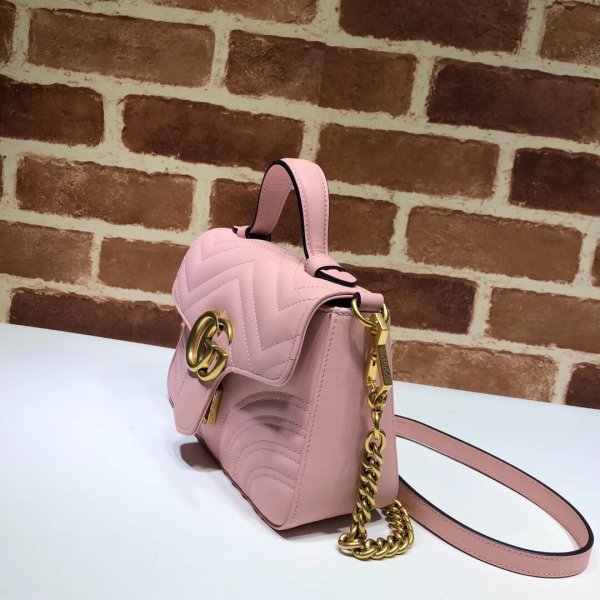 Pas cher 547260 Gucci Chevron Leather GG Marmont mini poignée supérieure-6