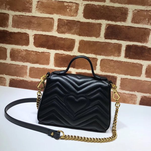 Pas cher 547260 Gucci Chevron Leather GG Marmont mini poignée supérieure-12