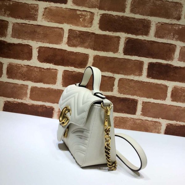 Pas cher 547260 Gucci Chevron Leather GG Marmont mini poignée supérieure-22