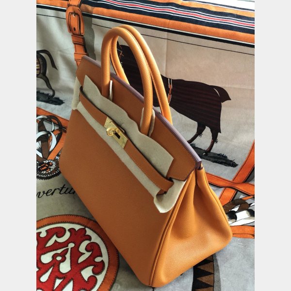 Hermes Birkin 35 cm Epsom en cuir sacs d'orange or-6