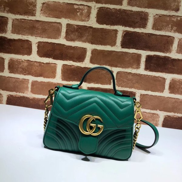 Pas cher 547260 Gucci Chevron Leather GG Marmont mini poignée supérieure-10