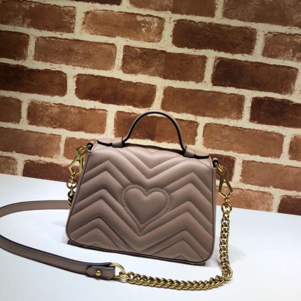 Pas cher 547260 Gucci Chevron Leather GG Marmont mini poignée supérieure-30