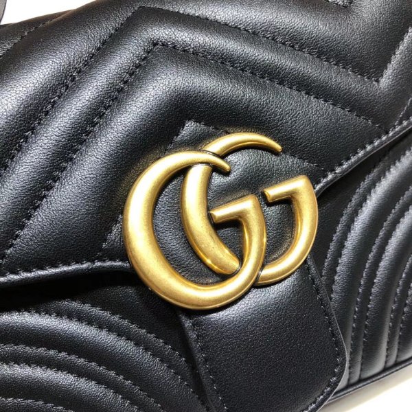 Pas cher 547260 Gucci Chevron Leather GG Marmont mini poignée supérieure-33