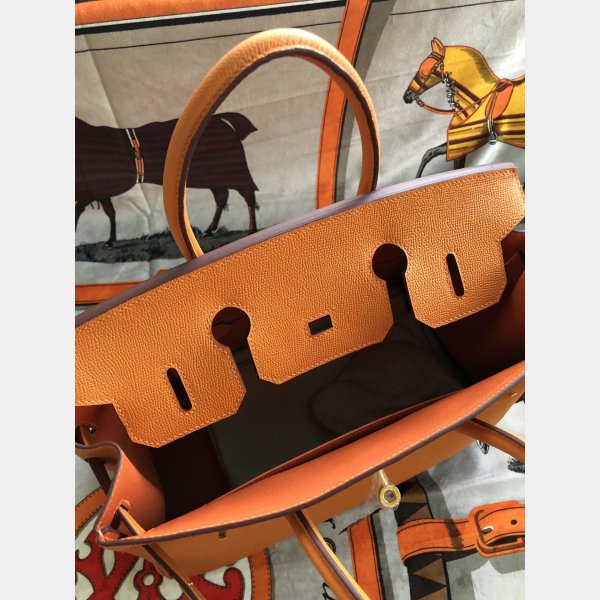 Hermes Birkin 35 cm Epsom en cuir sacs d'orange or-2