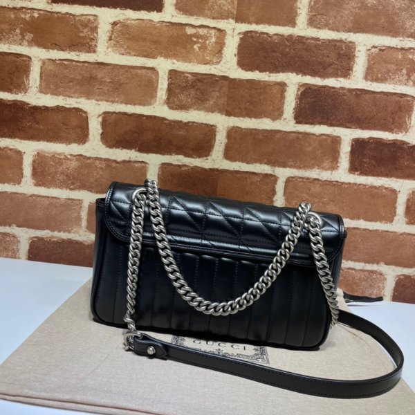 Designer Gucci Replicas GG Marmont Matellassé Bagure d'épaule à Hibiscus Black 443497 Le cuir-2