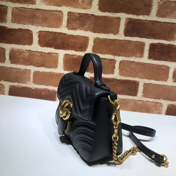 Pas cher 547260 Gucci Chevron Leather GG Marmont mini poignée supérieure-1