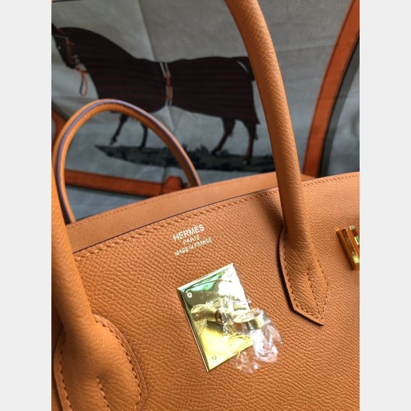 Hermes Birkin 35 cm Epsom en cuir sacs d'orange or-3