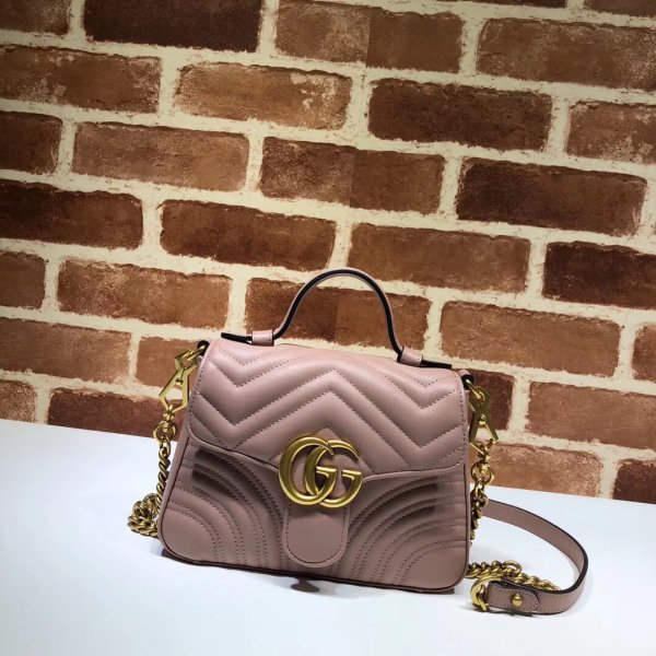 Pas cher 547260 Gucci Chevron Leather GG Marmont mini poignée supérieure-38