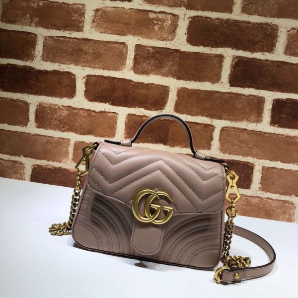 Pas cher 547260 Gucci Chevron Leather GG Marmont mini poignée supérieure-28